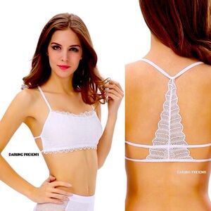Lace Triangle Bralette Women Color White Size OS